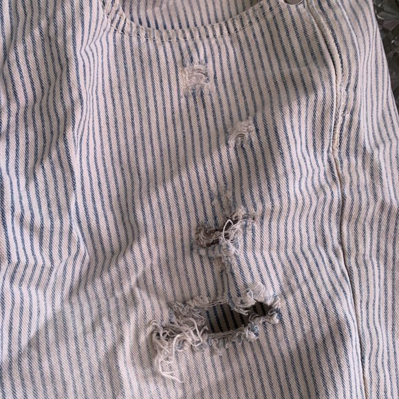 Madewell Light Blue Railroad Stripe Striped Button Fly Linen Nautical Shorts - Picture 4 of 5